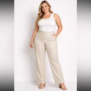 Isaac Mizrahi Cream Pinstripe Dress Pants - Size 12